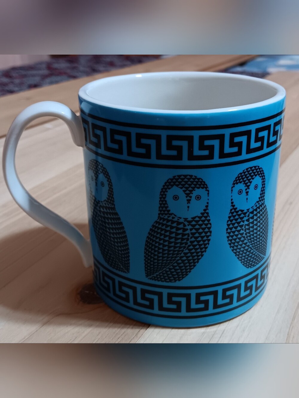 Jonathan Adler Blue Owl Ceramic Mug with Black Accent